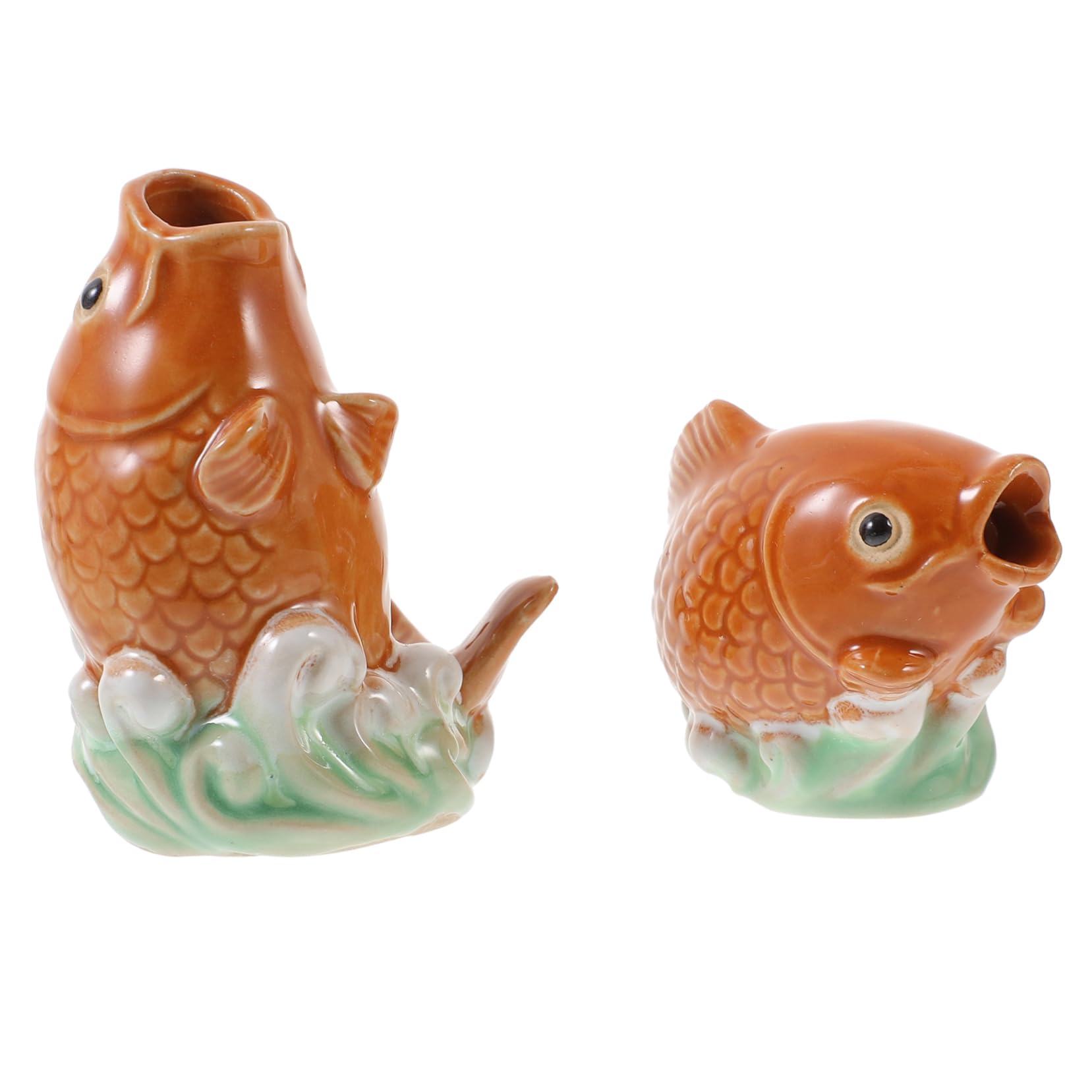 ifundom Statua di Carpa in Ceramica 2 Pezzi per Giardino Esterno