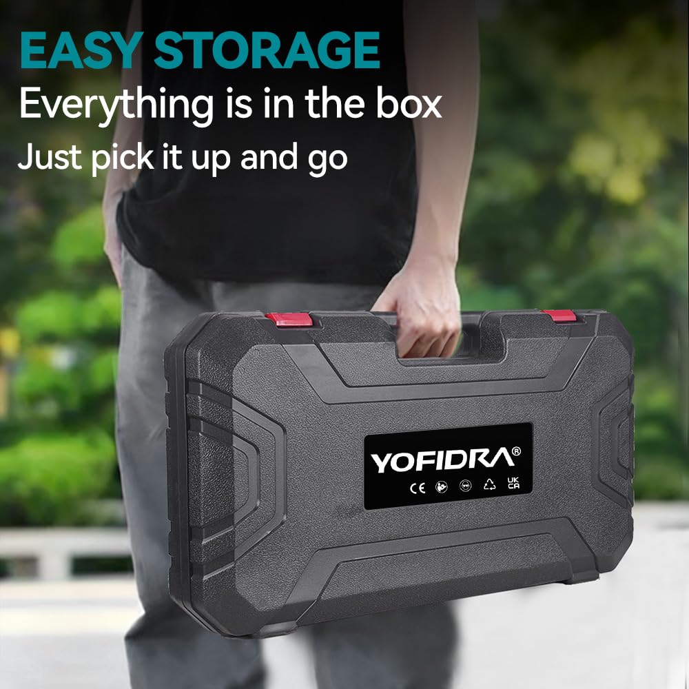 Yofidra 2 in 1 Pistola per Grasso a Batteria - Kit Pistola per Grasso da 5,3 oz/min 12000 PSI con 2 batterie da 3,0 Ah, Facile da Usare per Agricoltori, Operatori di Macchine e Proprietari