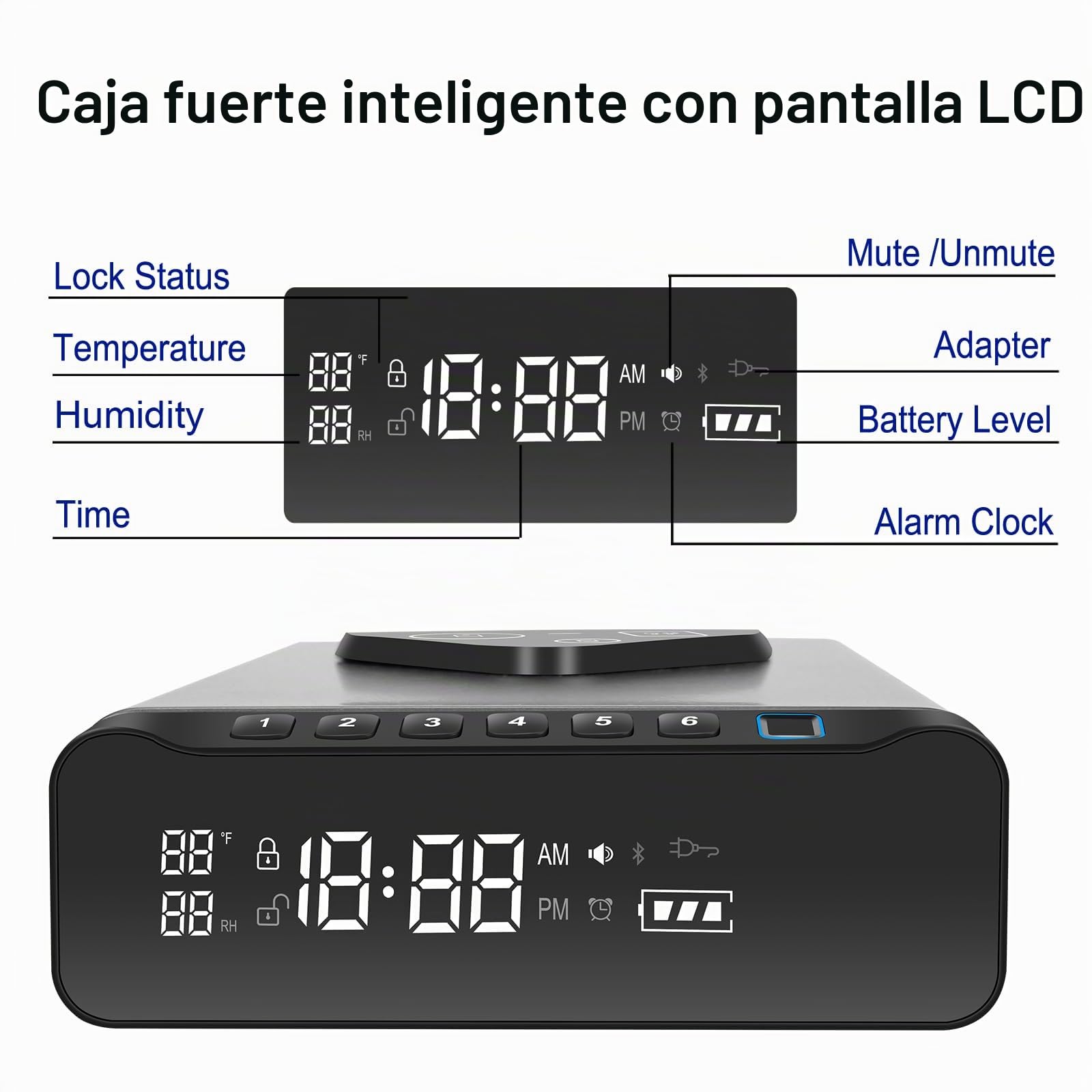 FTOP Caja fuerte biométrica para pistola de huellas dactilares, reloj con carga inalámbrica 3 en 1 para reloj y teléfono, cerradura de cajón para pistolas de mano, dinero en efectivo, objetos de valor