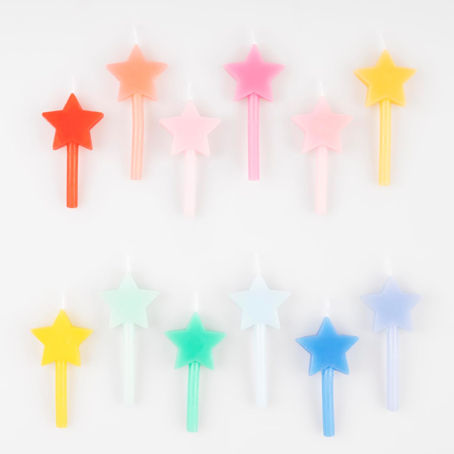 Meri Meri Rainbow Star Candles (Pack of 12), Colorful Star-Shaped Candles