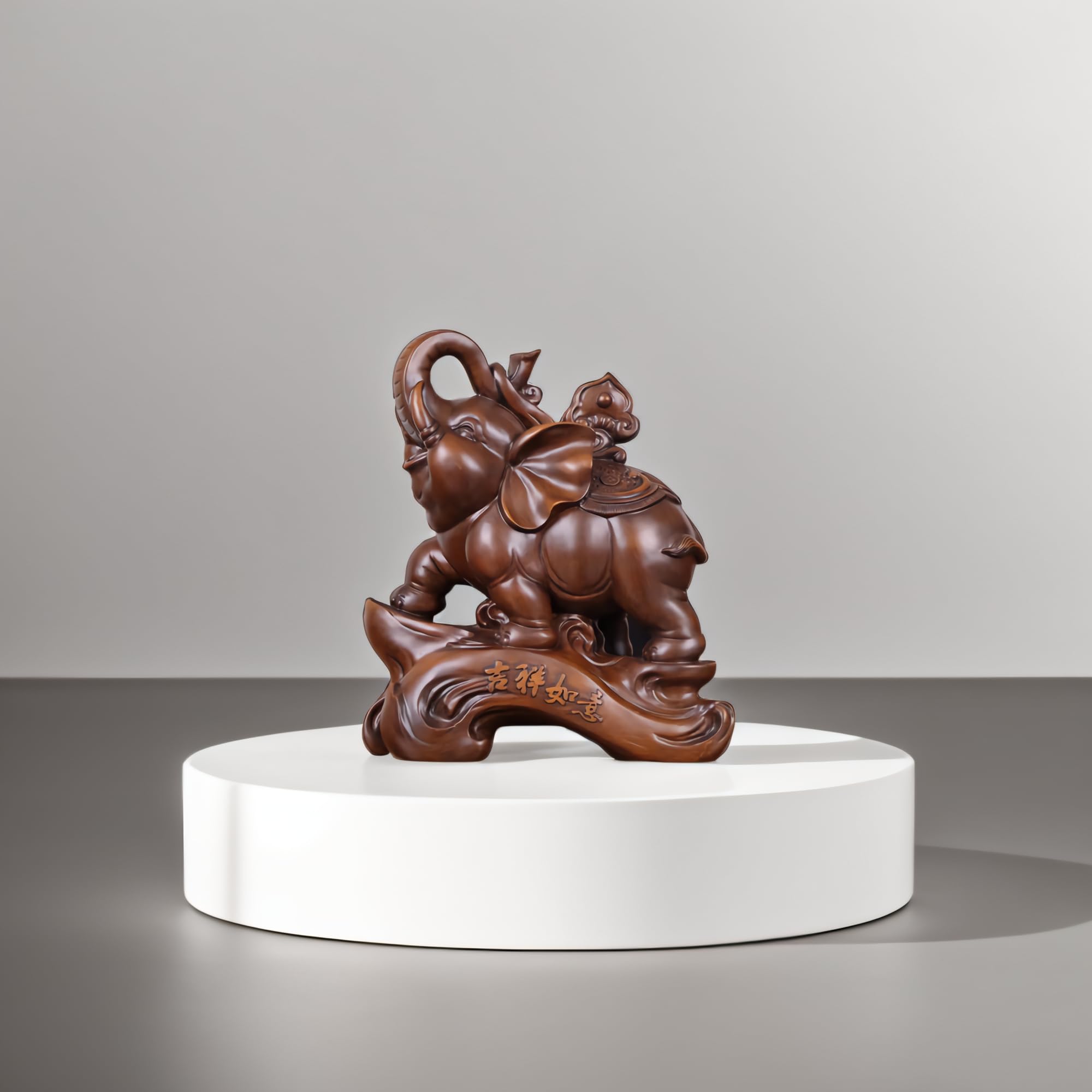 Elefante Statua di Elefante,Ricchezza Figurina Fortunata Perfetto per la casa,Elefante Ornamenti Scultura in Mobili Portico Scrivania Decorazione Artigianato,A B-20×10×22cm