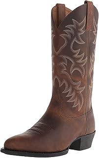 Botas vintage occidentales para hombre, puntera puntiaguda, bordadas, zapatos vaqueros, para trabajo, pantorrilla ancha, botas de vestir para mujer