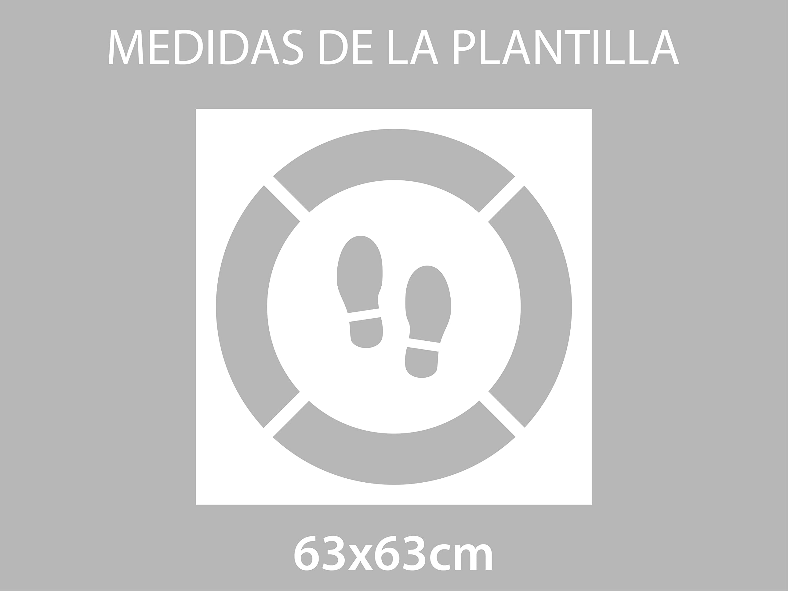Oedim Plantilla para Suelo Señalización Espere Aquí, 63x63cm, Fabricado en Polipropileno blanco opaco 800 µ, Plantilla para Pintar Suelo, Económico, Ligero