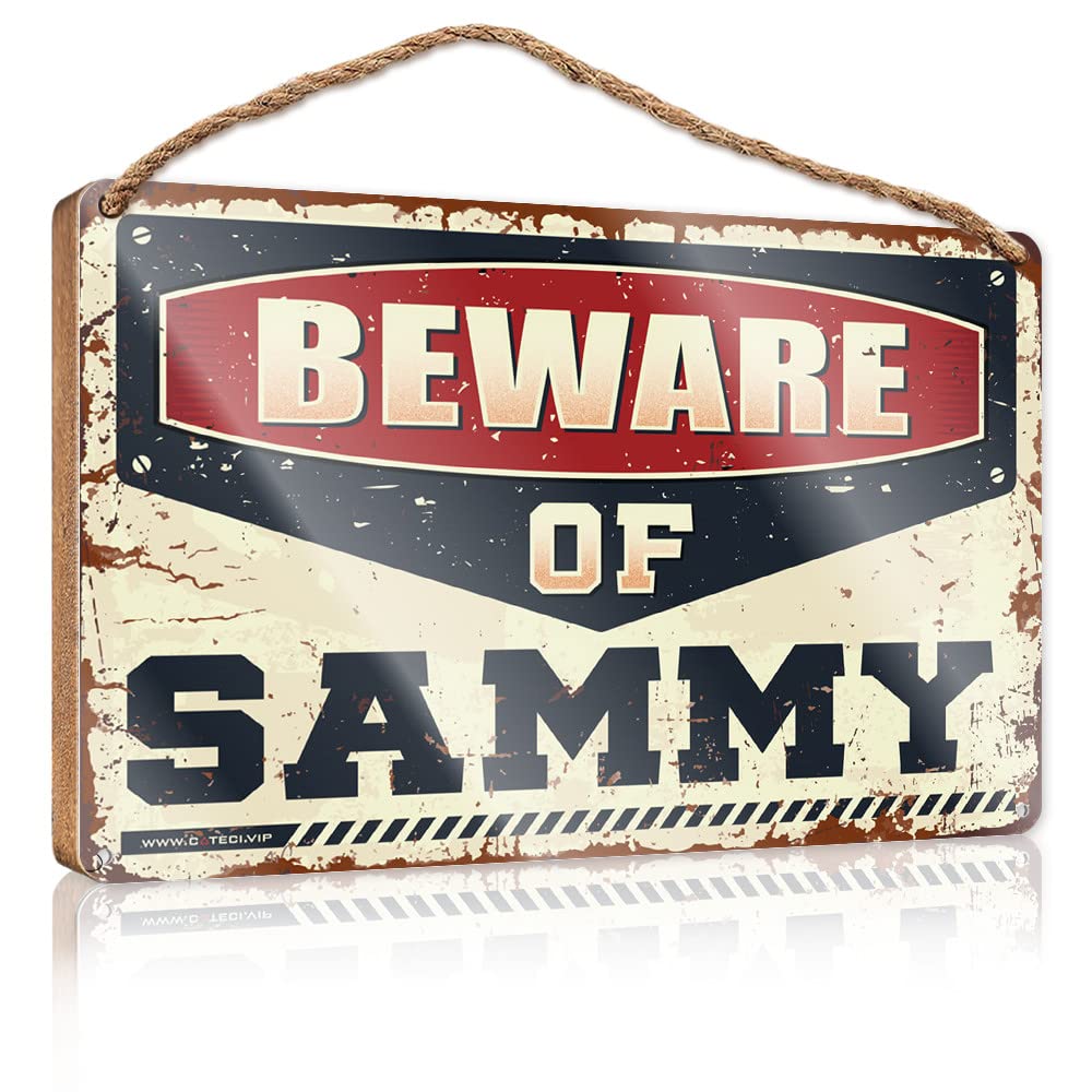 FZFN Small No Soliciting Sign For House Beware Of Sammy Wooden Sign Farm Hanging Door Sign Outdoor Signs And Decor(23X35CM)