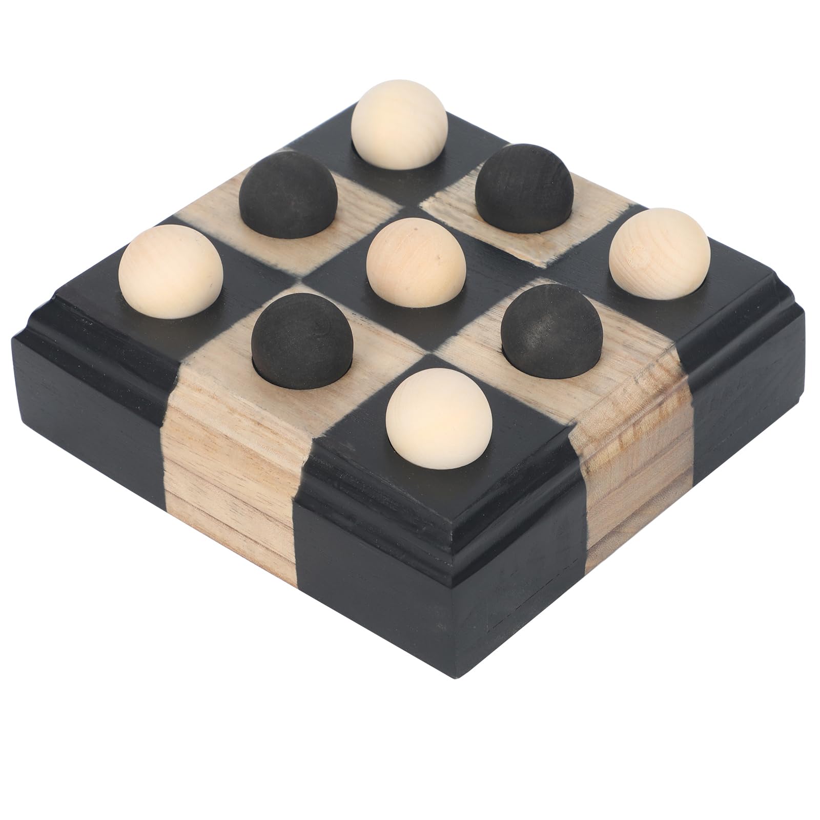 Tic Tac Toe Decor, 17x17 cm Wooden Tic Tac Toe Board Games, Noughts and Crosses Game, Classic Family Board Coffee Table Decor, Checkered Modern Boards for Family Adults Activities (Black)