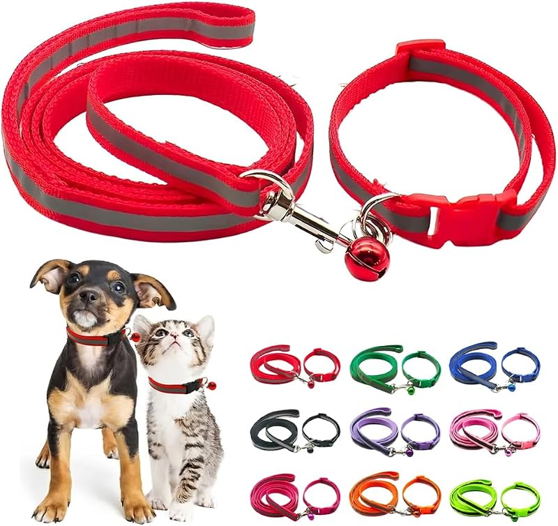 Guia com Coleira Ajustável e Sino Refletivo para Gatos e Cães Pequenos Hotlion SY3207
