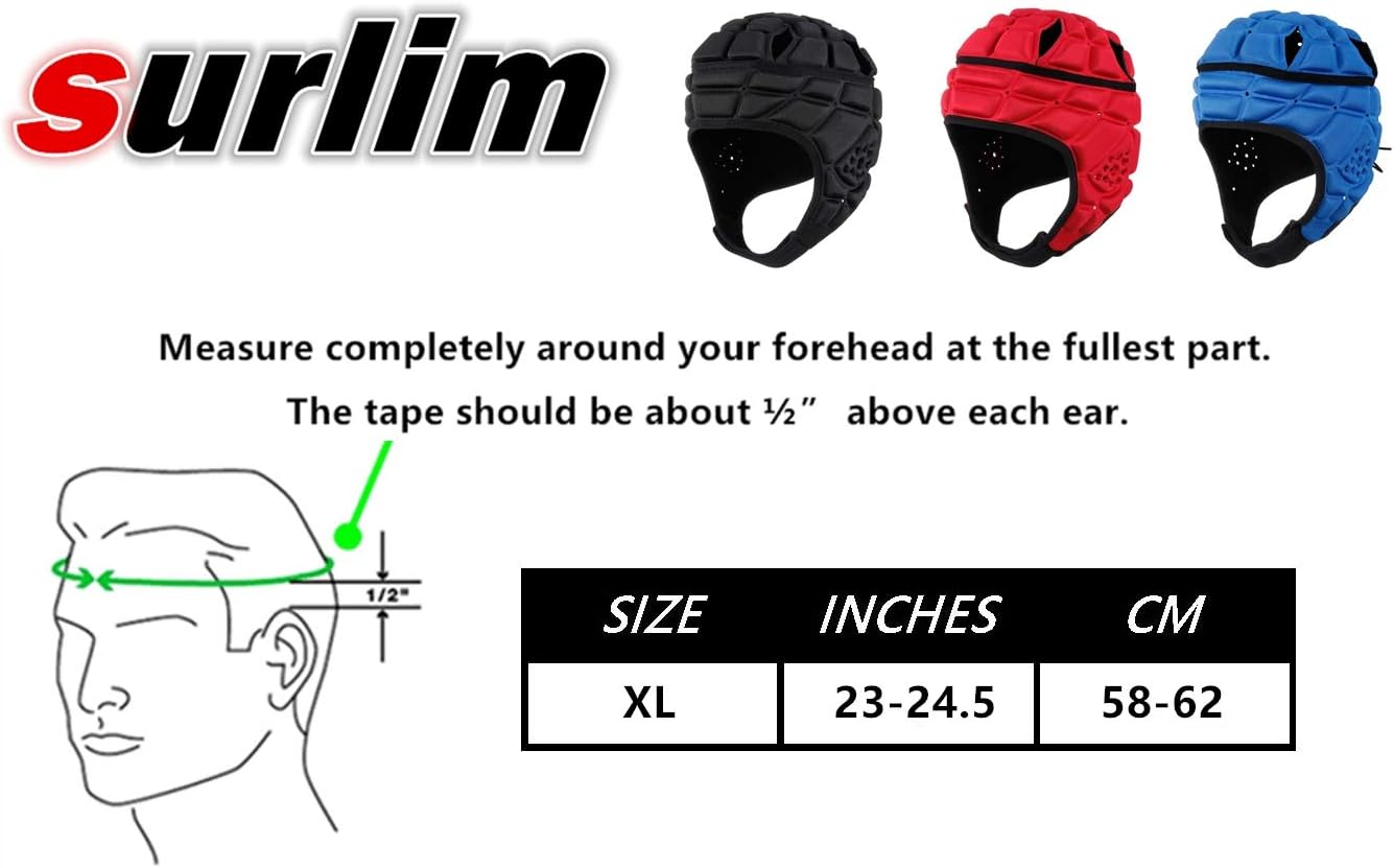 surlim Rugby Soft Helmet Soccer Headgear Scrum Cap 7v7 Flag Football Headguard for Adult X-Large (Blue) : Sports & Outdoors