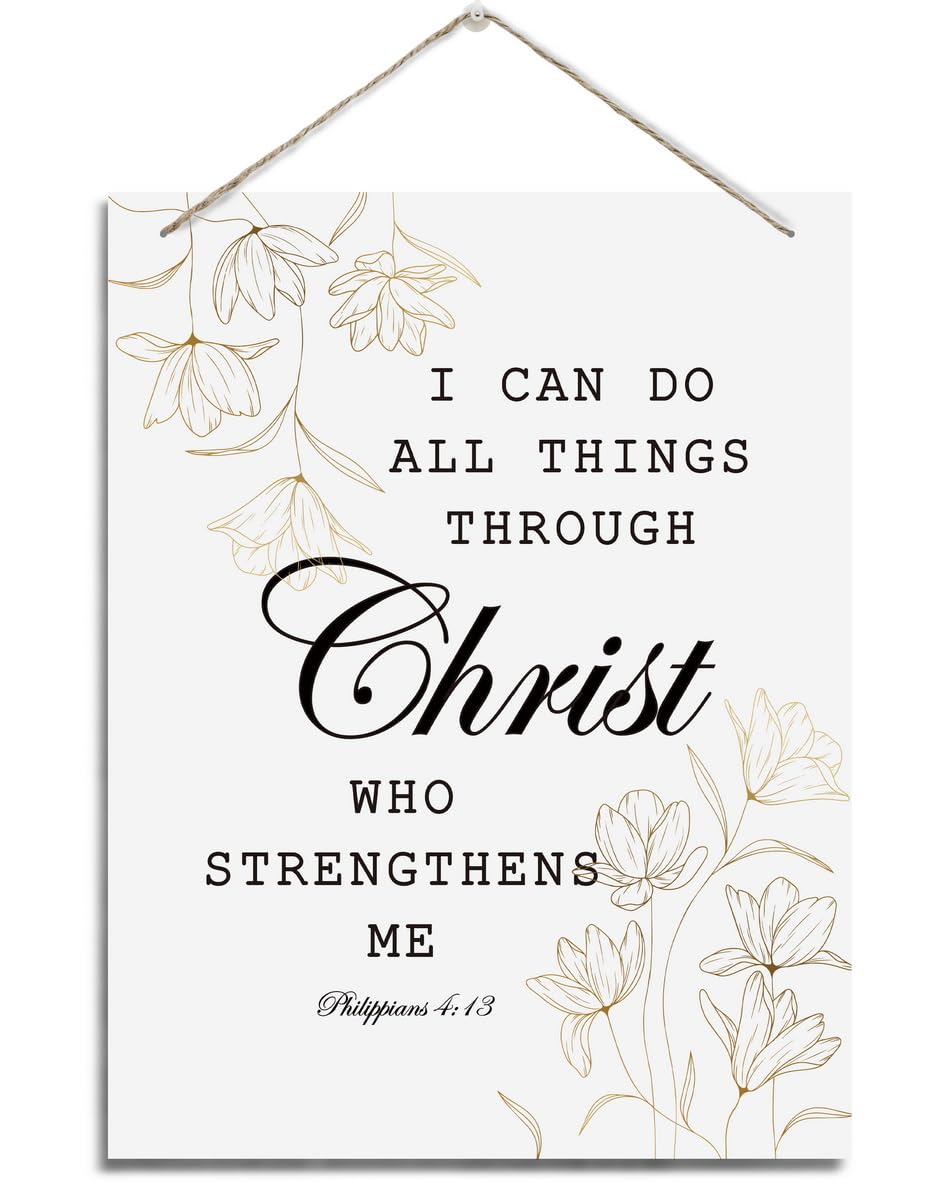 Inspirational Wall Decor, Decorative Hanging Wood Signs, Scripture Decor Art, Christian Home Decor, Bible Verse Hanging Sign, Philippians 4:13 Wall Sign - I Can Do All Things Through Christ