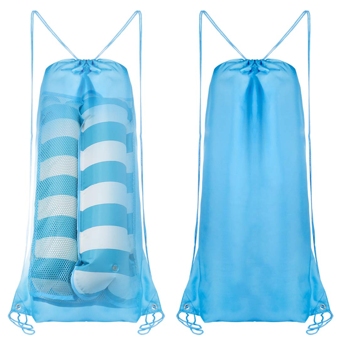 2 Pcs Pool Floats Bag, Drawstring Backpack Bags for Pool Floats for Adults, Cinch Sacks String Backpack Bags for Swimming Pool Hammock Pool Floaties (Bule)