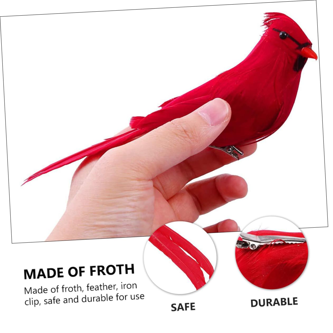 12pezzi Decorazione di Uccelli Cardinali Rossi con Clip per Uccelli di Natale da Appendere all Albero Altri Luoghi Desiderati Realizzata in Piuma Clip di Ferro Sicura e Durevole