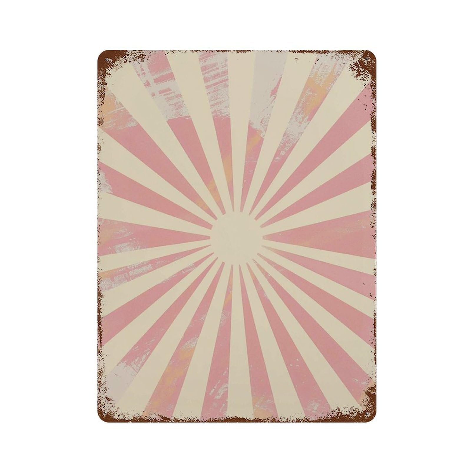 xiaoxiaoshen Sunburst Rays Retro Pink And Beige Modern Abstract Geometric Work Minimalist Sun Wall Decor Art Metal Tin Poster Modern Home Decor Art Home Bar Shop Decorations Vintage Sign 40x30cm