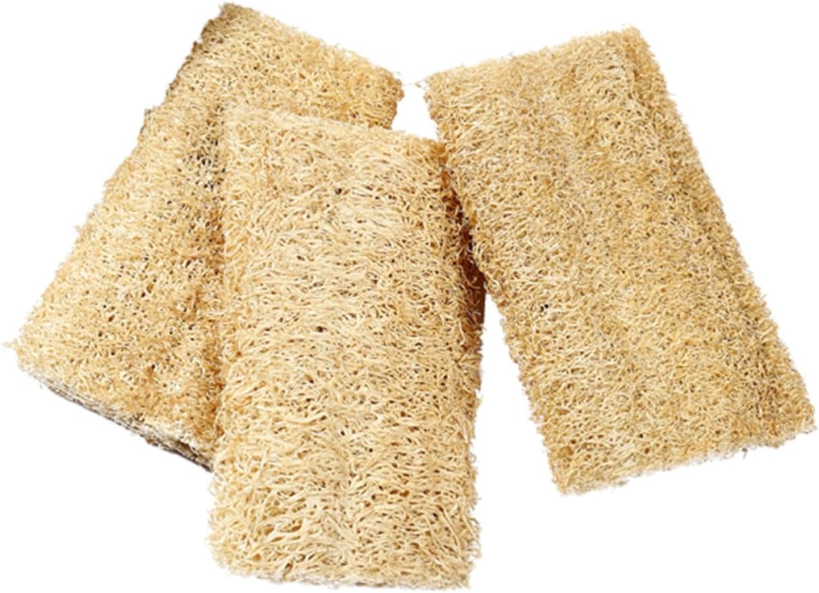 Natural Loofah Dishwashing Sponges 3pcs Set, Biodegradable Kitchen Cleaning Scrubber Pads, Non-Scratch Eco-Friendly Sponge Scrubbers for Dishes and Bowls
