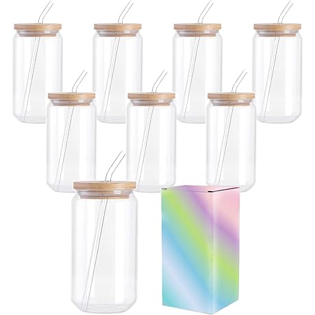 Sublimation Glass Blanks with Bamboo Lids: Frosted Glass Tumblers for Custom Designs