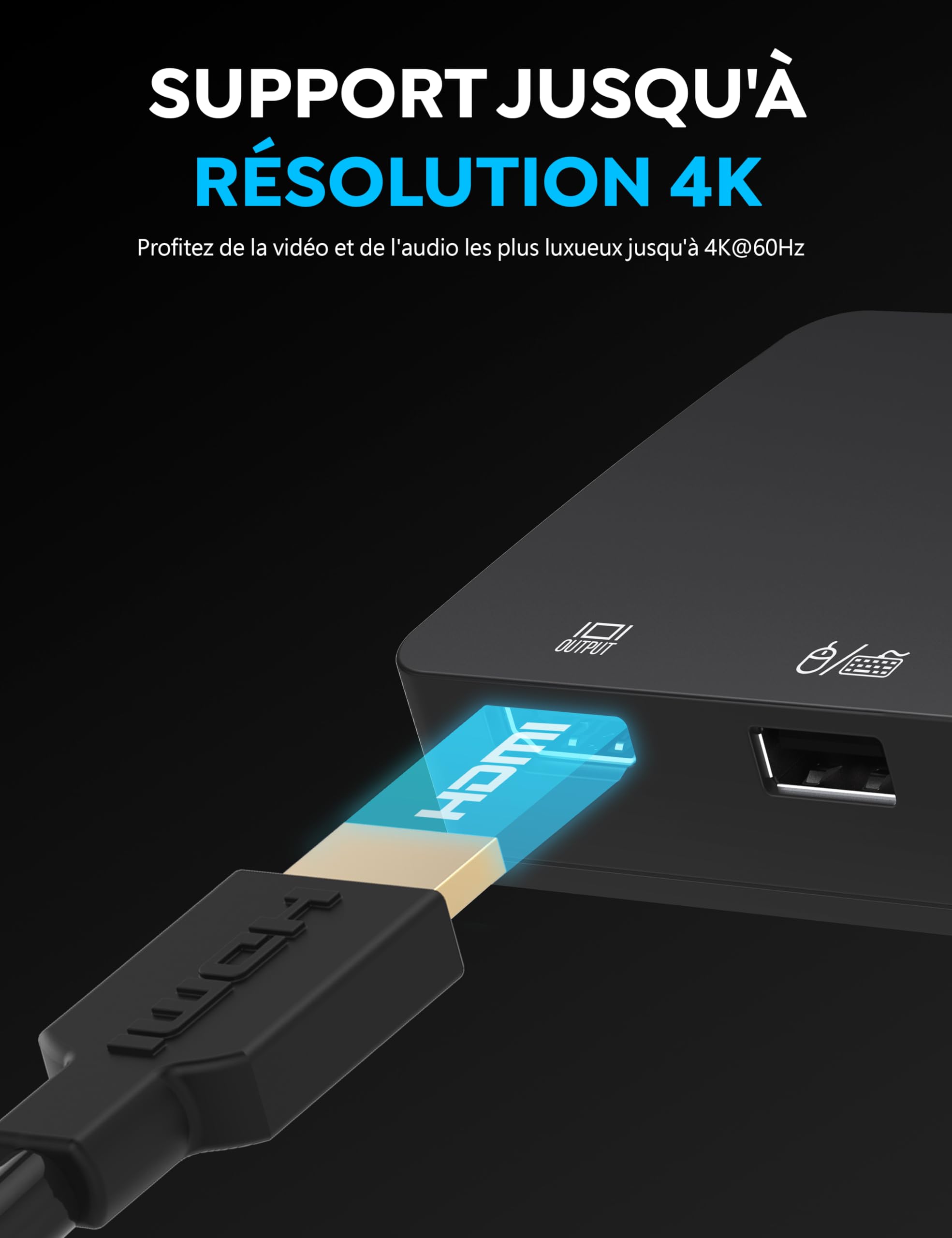 SABRENT KVM Switch, 2 port USB C Inputs, 2 outputs avec 60W PD, 2 USB, 2 port HDMI 4K@60Hz pour moniteur, ordinateur portable, PC, imprimante, scanner, souris, clavier Indicateurs de périphériques LED