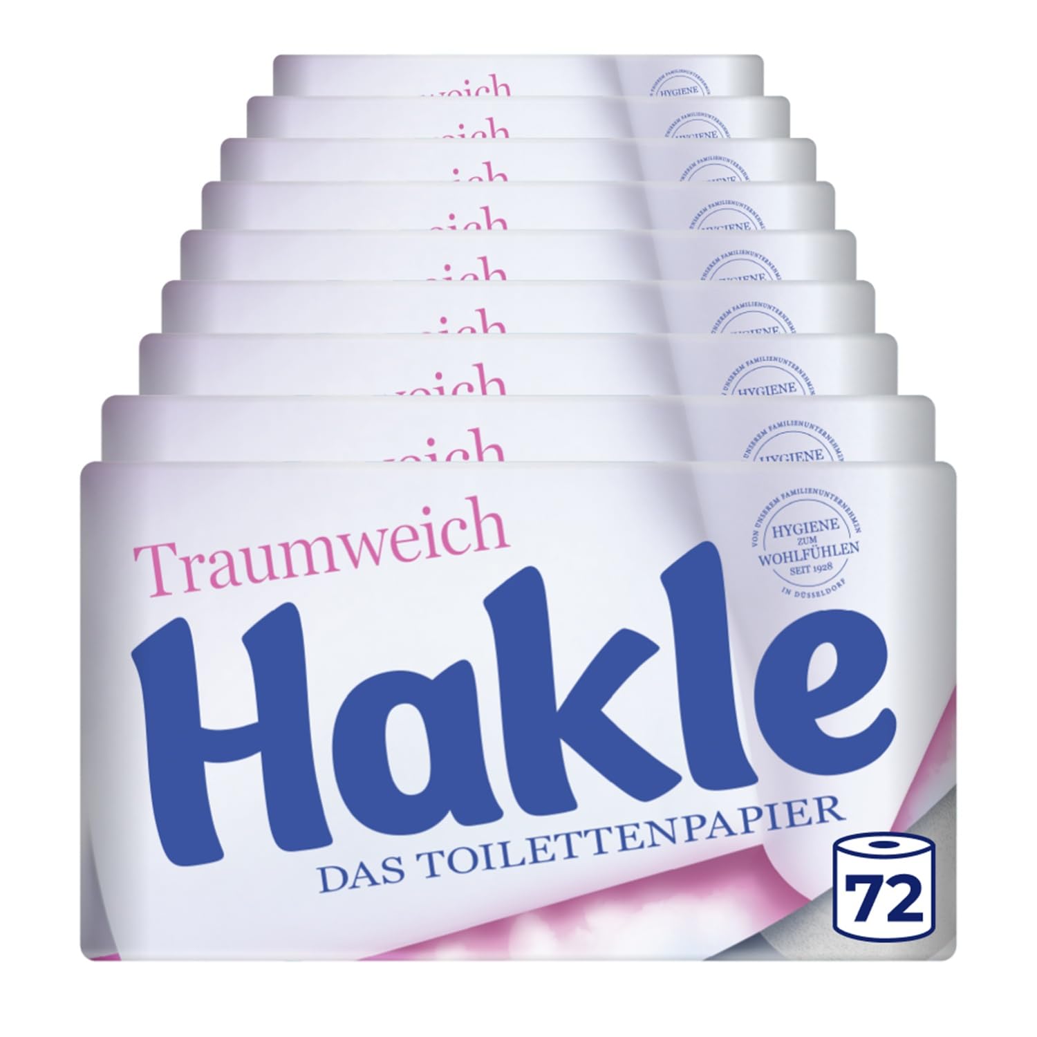 Hakle Traumweich Toilettenpapier – 72 Rollen, 130 4-lagige Blatt pro Rolle, Sanfte Reinigung für Wohlbefinden
