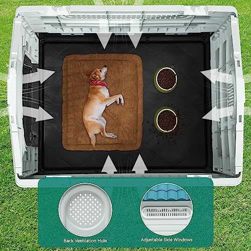 YITAHOME 41.3'' Folding Large Dog House Outdoor Plastic Doghouse with Adjustable Skylight and Elevated Base Water Resistant Pet House for Small, Medium, and Large Dogs (41.3''L*34.6''W*39''H) - Image 6
