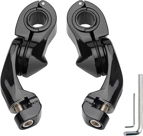 Miniatura 8 de Estriberas cortas en ángulo para motocicleta de 1.25 pulgadas, reposapiés de barra de choque con abrazaderas kit de soportes compatible con Harley