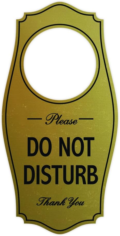 All Quality Please DO NOT Disturb Door Hanger - Brushed Gold, 4" x 8" (1 Pack)