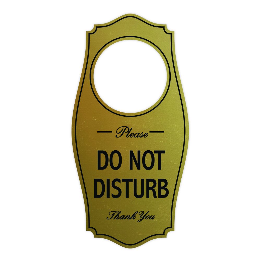 All Quality Please DO NOT Disturb Door Hanger - Brushed Gold, 4" x 8" (1 Pack)