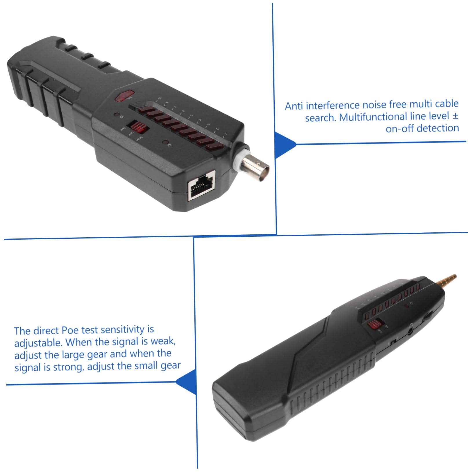 PRETYZOOM Testeur De Câble Réseau Ethernet Détecteur De Ligne Émetteur Récepteur Testeur De Câble Réseau Test De Ligne Téléphonique Tonalité De Fil