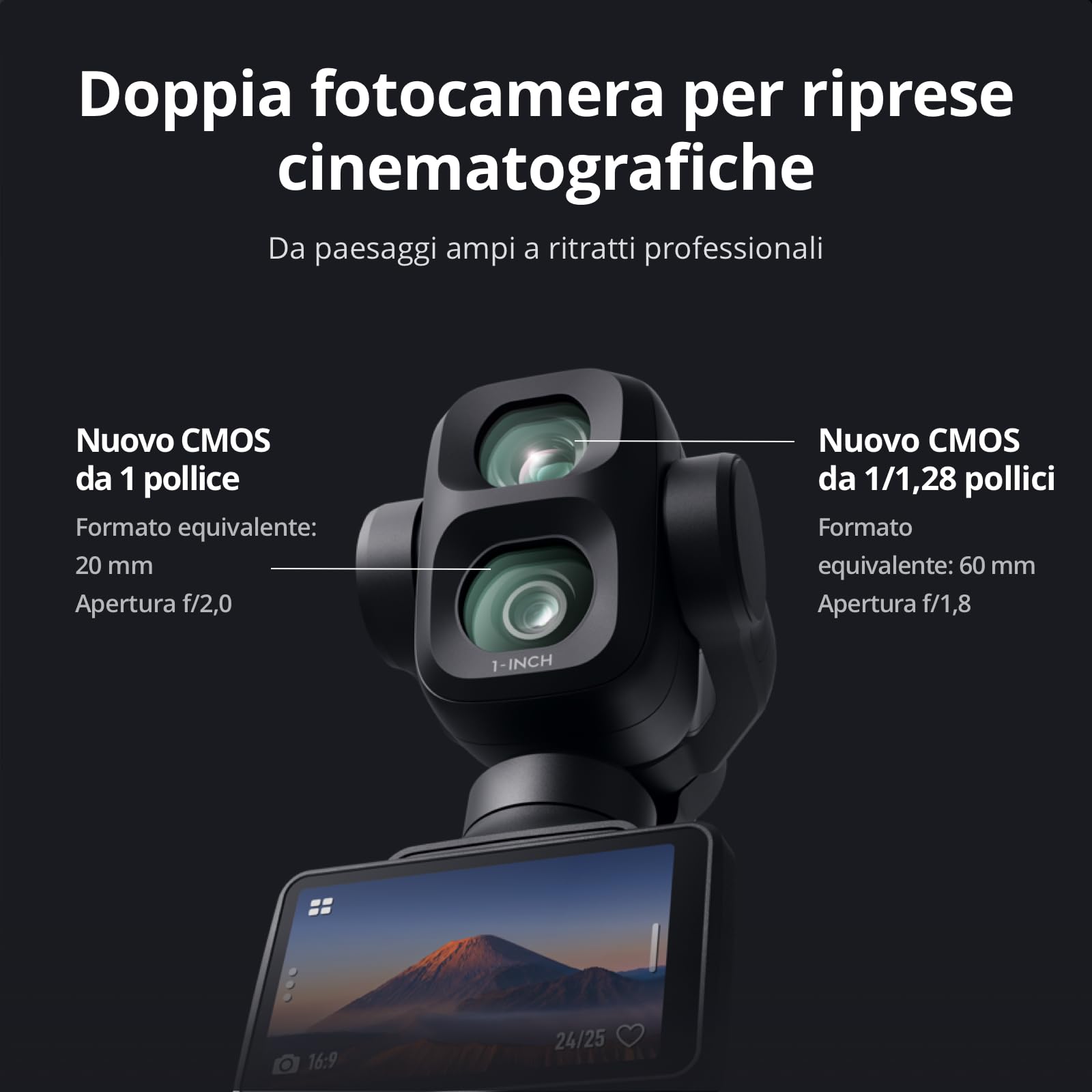 DJI Osmo Pocket 4P Combo Standard, fotocamera vlog 4K a doppio obiettivo | Zoom ottico 3×, zoom fino a 12×, 4K/240fps, gamma dinamica di 17 stop, 103 GB di memoria integrata, luce di riempimento