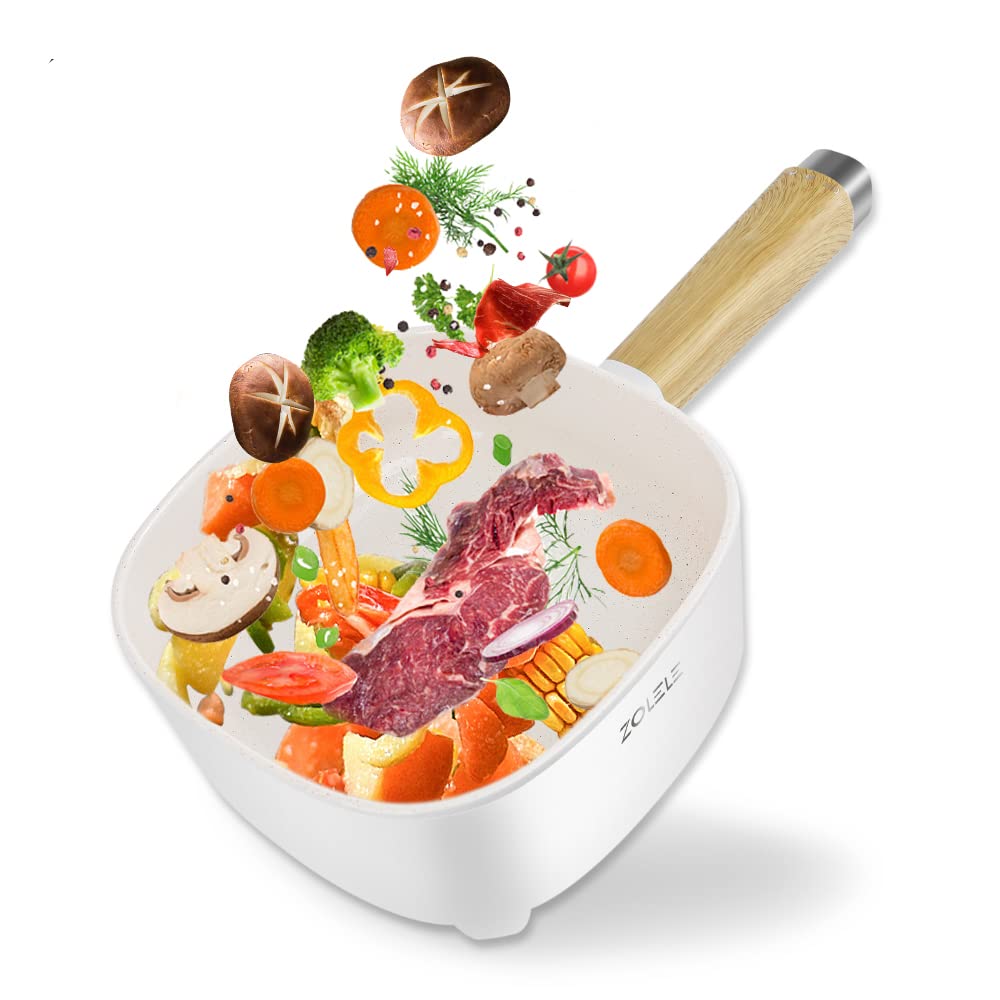 ZOLELEZC306 Electric Cooking Pot Multifunctional Hot Pot 3L Large Capacity Non Stick Coating Frying Pan 1000W - White