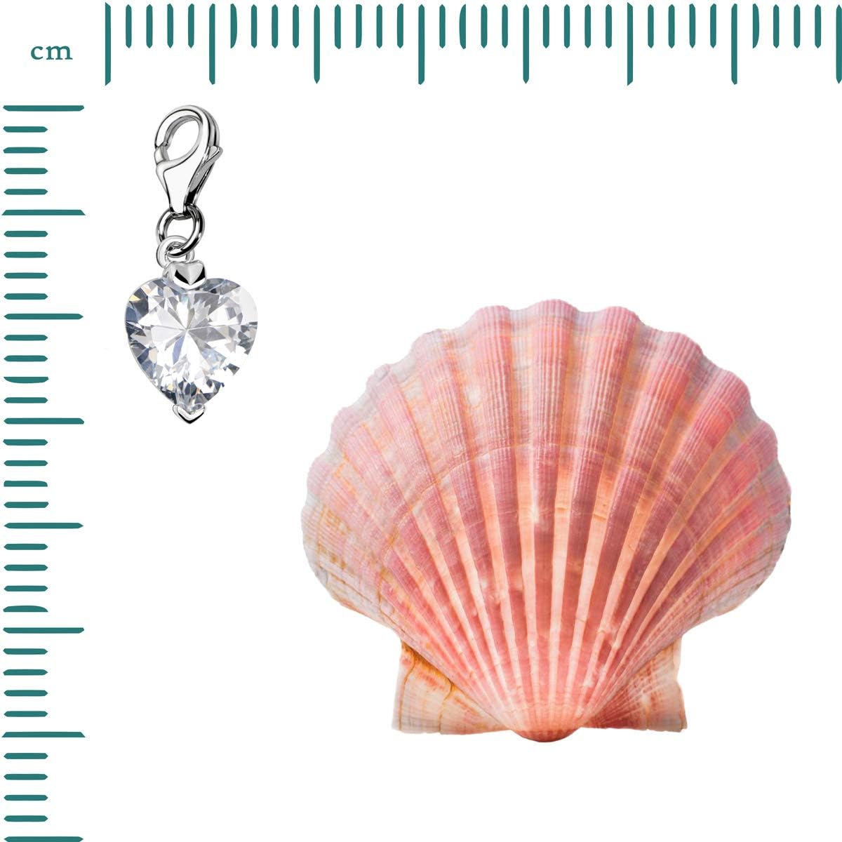 Quiges Crystal White Heart Cubic Zirconia Clip On Charm Pendant Silver Plated Women's Jewellery - Image 5