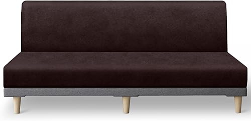 Miniatura 28 de molasofa Funda elástica similar a la piel para futón sin brazos, protector de muebles con parte inferior elástica, funda de futón suave y lavable