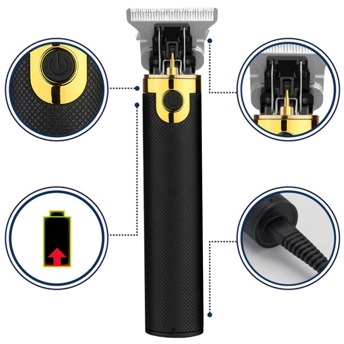 Tagliacapelli Elettrico Uomo Nero 5w, Rifinitura Sicura