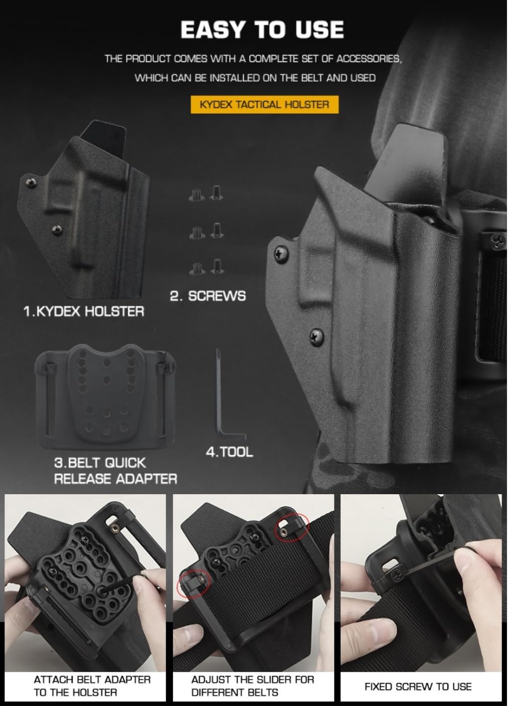 Peminkoo G1ock 48 Fondina per Pistola Leggera in Materiale Kydex, Fondina Tattica per Pistola, Fondina Militare per Caccia, Paintball, Softair