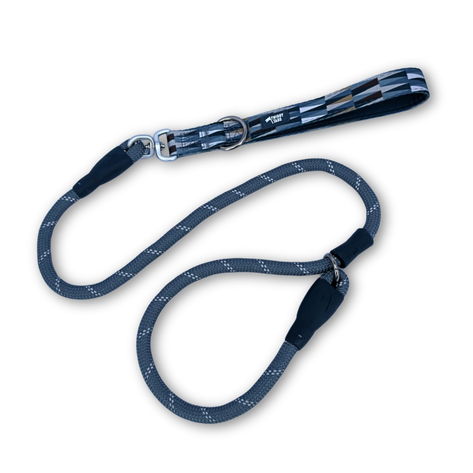 Twiggy Tags Recycled Rope Slip Lead | Strong Rope Dog Lead | Reflective & Durable | Suitable For All Dog Breeds | Multi-Colour Oasis