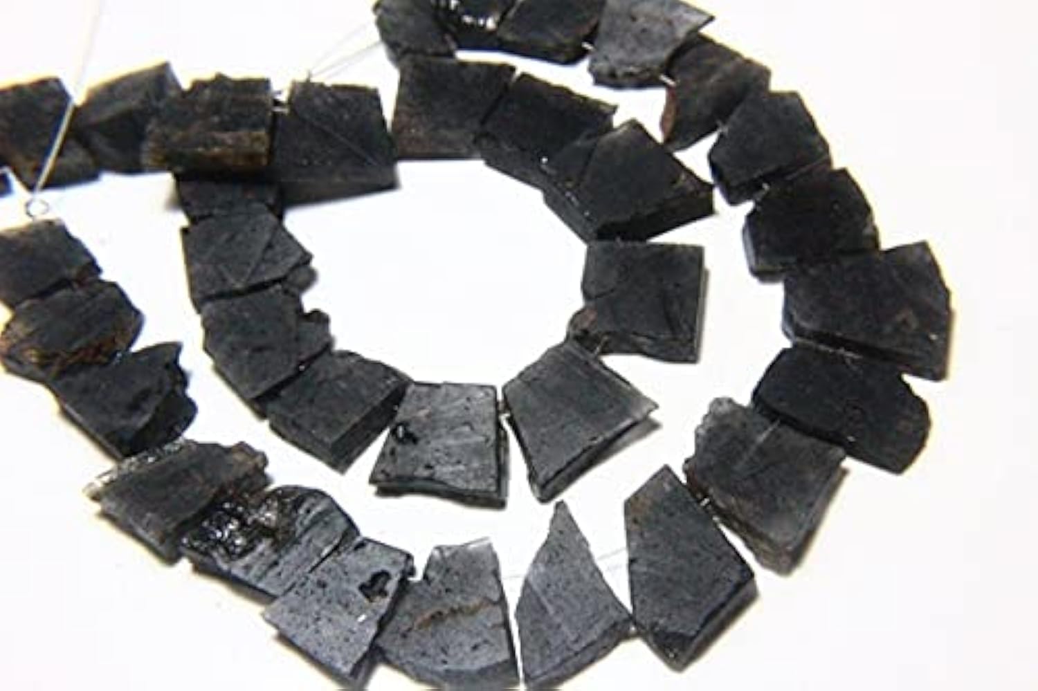 Perles quartz tourmaline naturelles en tranches percées, minéraux mats pour bijoux DIY
