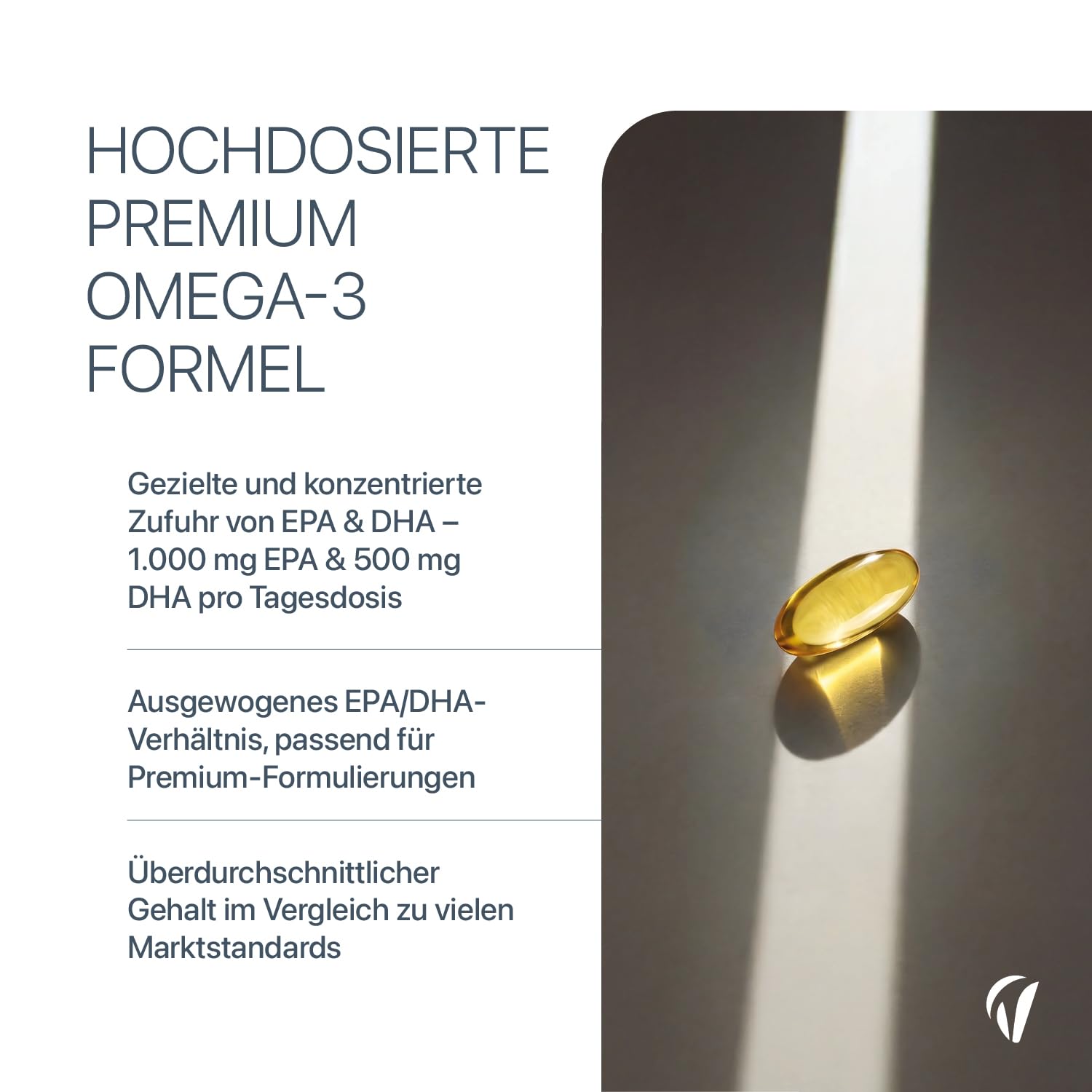 Omega 3 Wildfischöl 2000mg - 1000mg EPA, 500mg DHA, 120 Omega 3 Kapseln hochdosiert - Laborgeprüft, ohne unerwünschte Zusätze - Vitavea