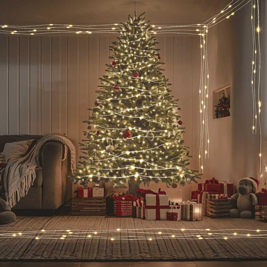 LED-Lichterkette mit 150 warmweißen LEDs 15 m USB-Betrieb wetterfest für Innen- und Außenbereich mit 8 Lichteffekten, Fernbedienung, Kupferdraht, ideal für Weihnachten, Garten, Balkon