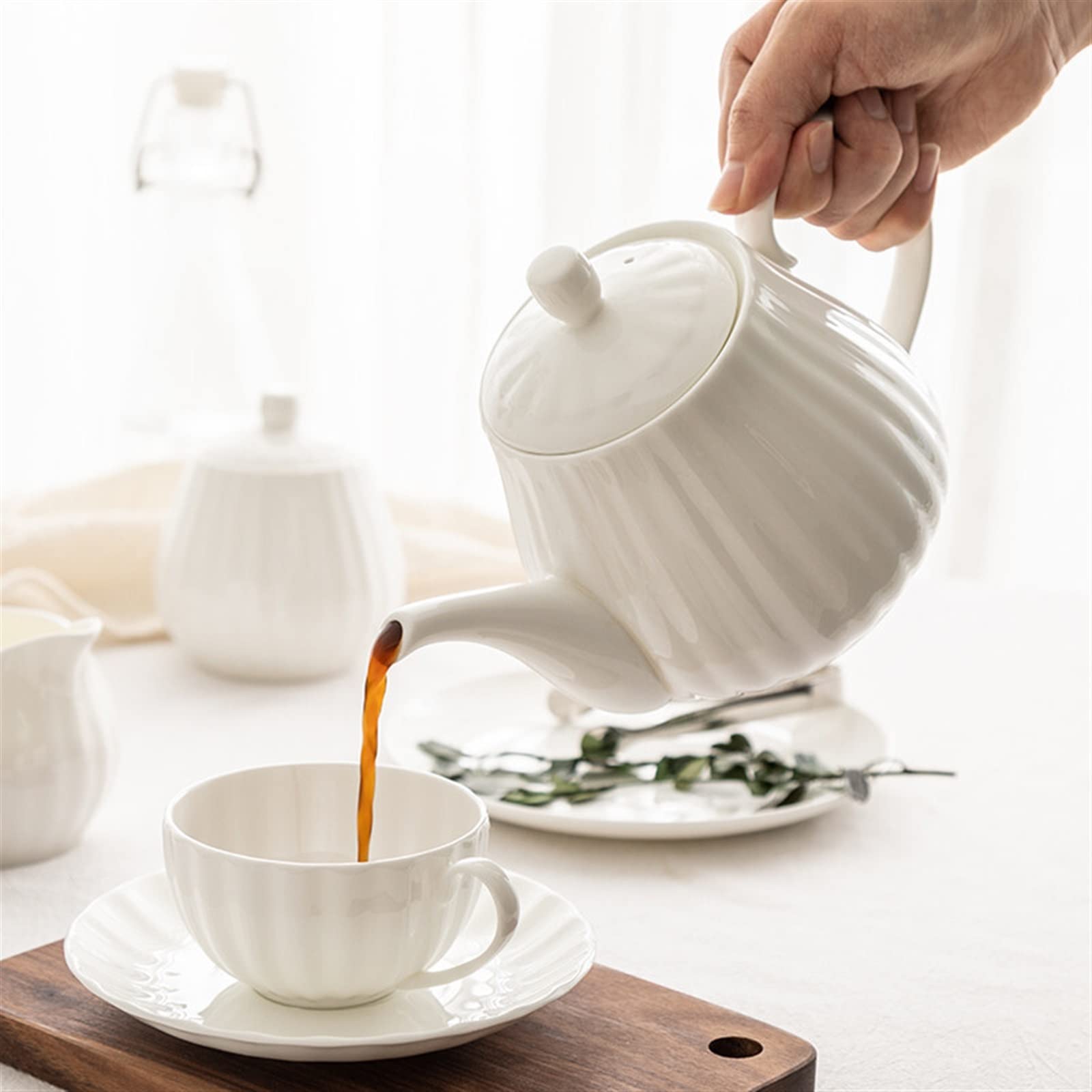 Dzbanek Do Herbaty Z Zaparzaczem Styl Czajniczka Domowy Dzbanek Do Kawy Z Porcelany Kostnej Ceramiczny Duży Pojedynczy Dzbanek Kwiatowy Dzbanek Do Herbaty Czaj,One Color