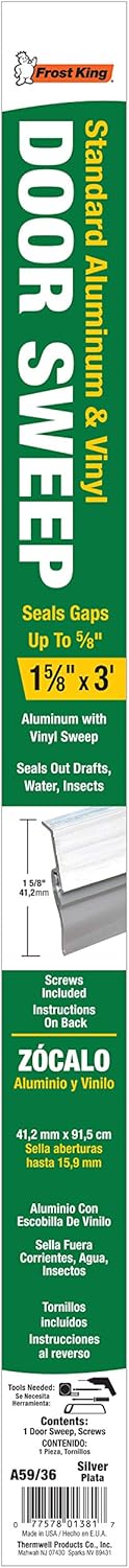 Black Friday 🔥 Frost King A59/36H Premium Aluminum And Vinyl Door Sweep 1-5/8-Inch by 36-Inches, Silver
