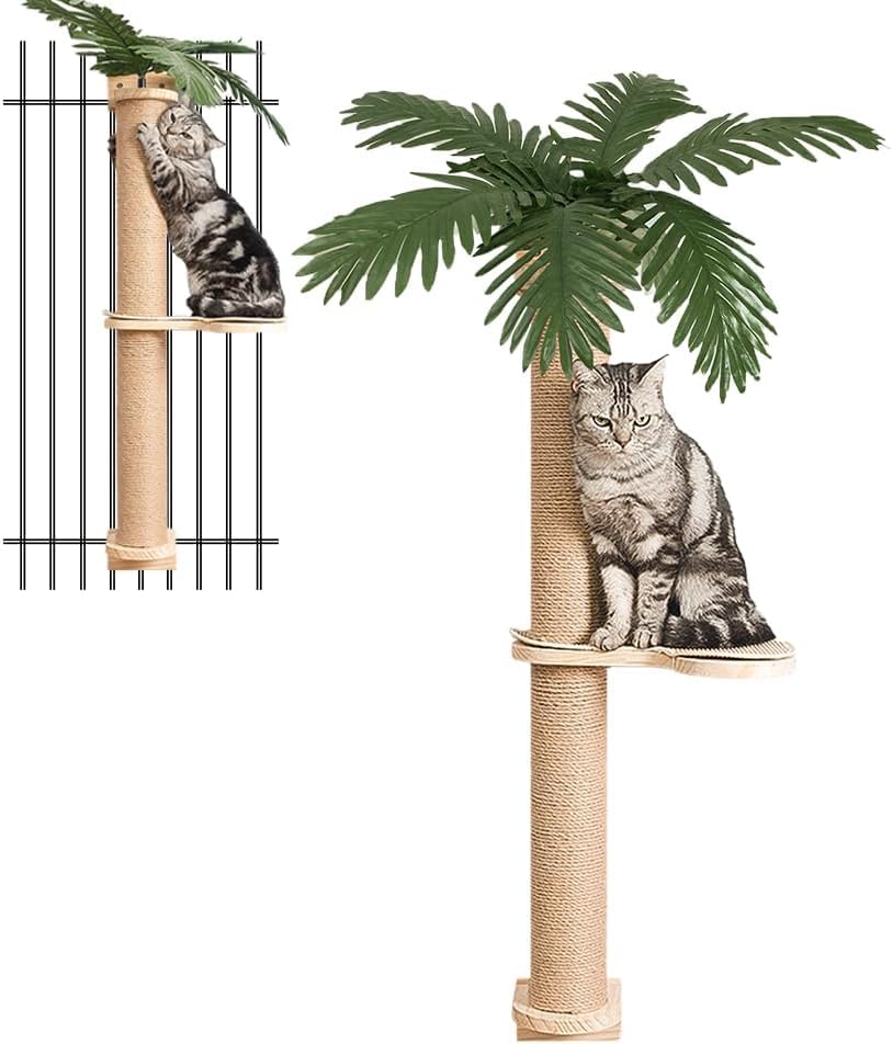 Poste Arranhador de parede para gatos internos, prateleiras de parede de 80 cm para