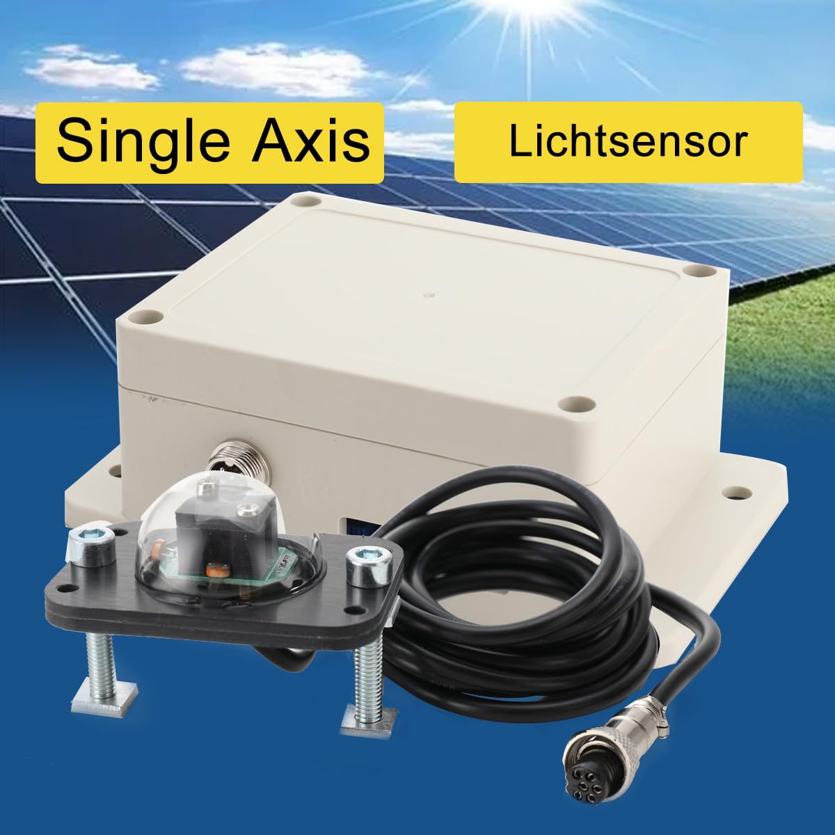 Solar Tracker Controller Single Axis Sun Tracking Controller 12V-24V Automatic Solar Tracking System Sonnenverfolgungssystem mit Lichtsensor 2m Kabel Automatischer Manueller Modus
