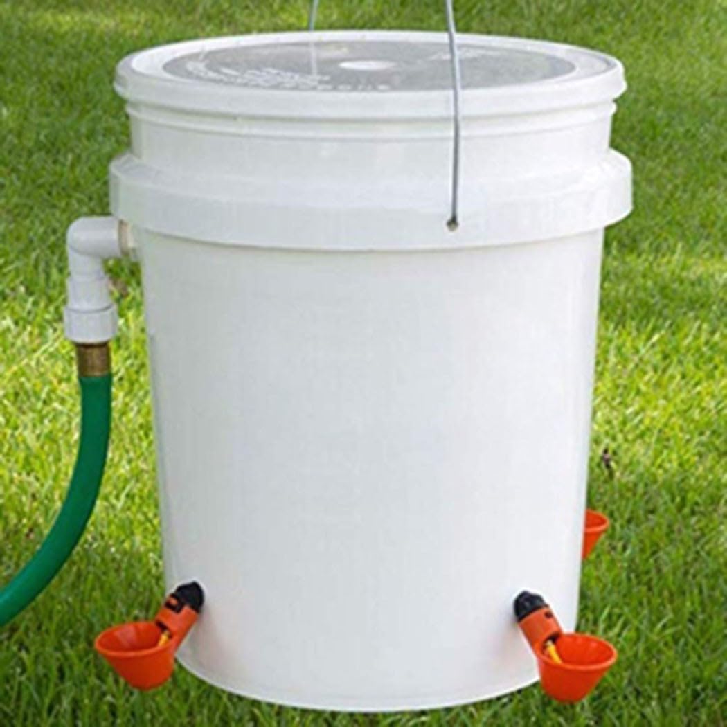 10 tazze automatiche per polli e uccelli, con erogazione di acqua attivata a stantuffo, adatte per secchio o contenitore