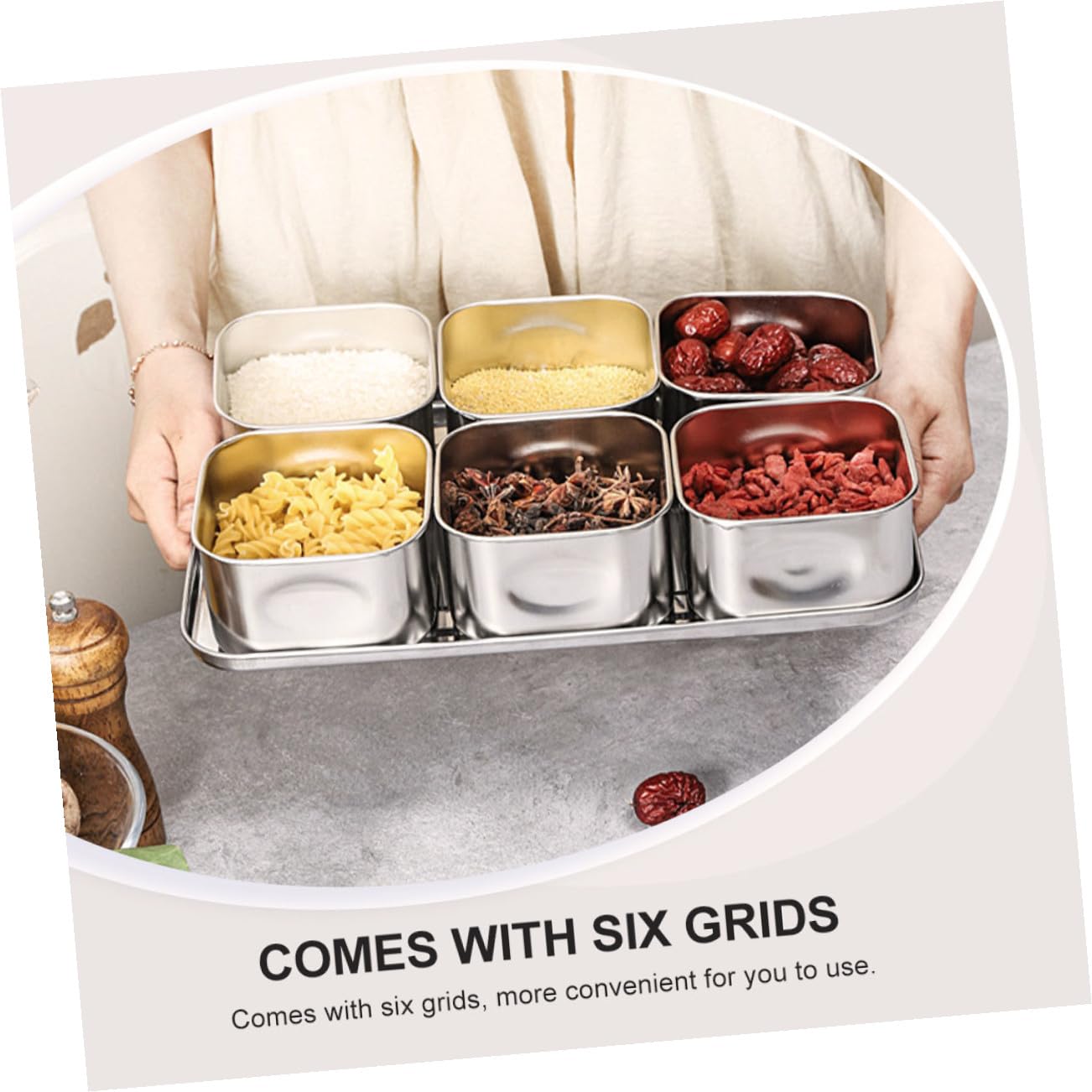 Alipis 1set Contenitori Per Condimenti Inossidabile Organizer Da Cucina Con Scomparti Per Spezie Design Pratico Per Risparmio Di Spazio e Conservazione Delle Erbe Aromatiche