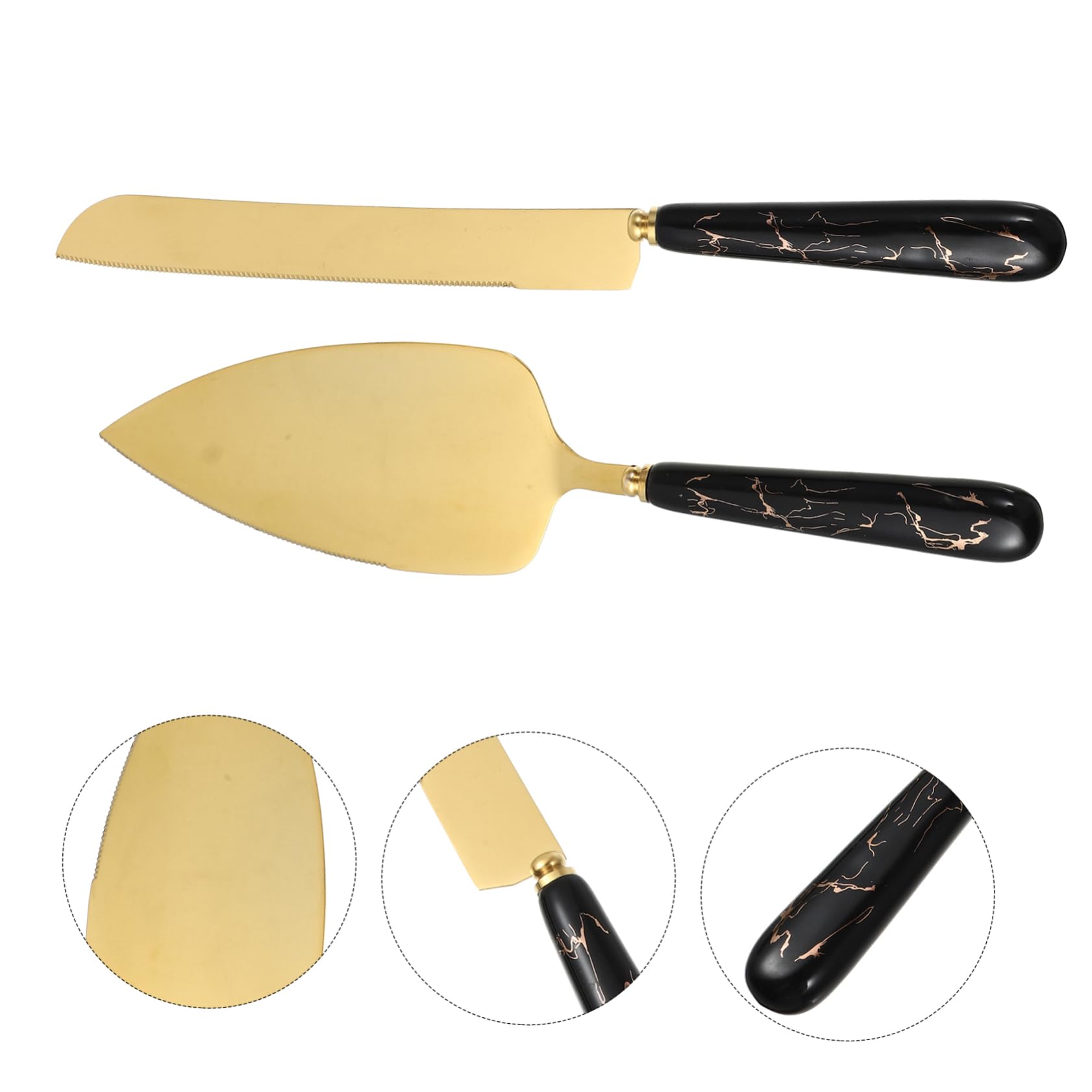 POPETPOP Ustensiles Cuisine Coupe-pizza Poignée Antidérapante en Acier Inoxydable et Céramique Set de 2 et Pelle à Gâteau Design Ergonomique pour Pâtisserie à Domicile