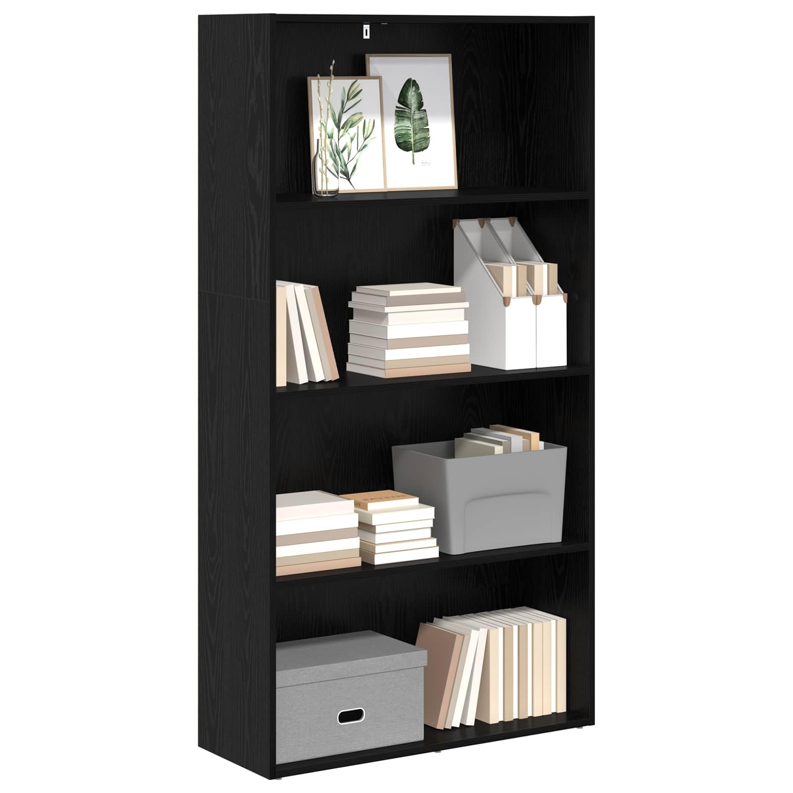 Libreria nera effetto rovere, 80 x 30 x 152 cm