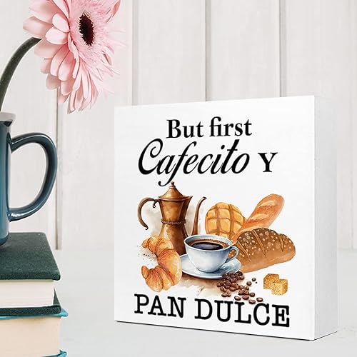 Miniatura 5 de LVQHI Letrero de cafetería en español, pero primer cafecito y pan dulce, pero primer café, accesorios de cocina mexicana, decoración de cita de mesa