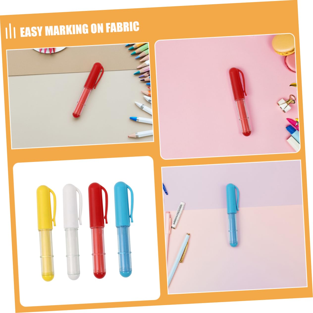 Tiza de Tela para Coser, 4 Piezas, Marcador Lavable Tapa