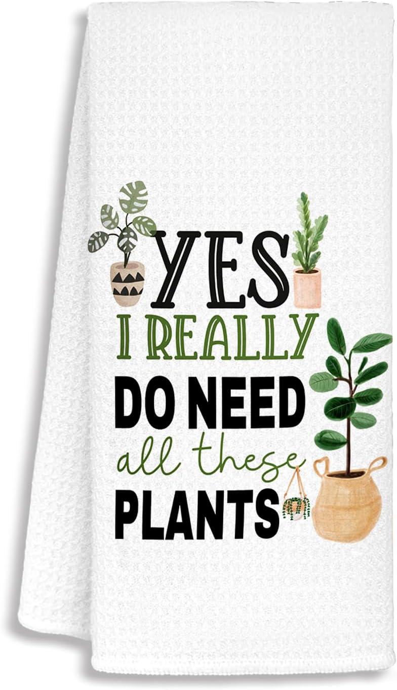 Plant Lover Mom Lady Gifts Kitchen Towels, Gardener Gardening Gifts Dish Towels for Kitchen Drying, Funny Houseplants Decorative Hand Towels for Bathroom, 16x24 Inch