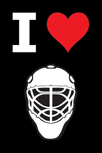 Blank Notebook - 100 Pages - I Love Hockey - Goalie Mask: Unruled; Unlined White Paper; 6" x 9"; 15.2 cm x 22.9 cm; 50 Sheets; Page Numbers; Table of Contents; Diary; Journal; Black; Sports