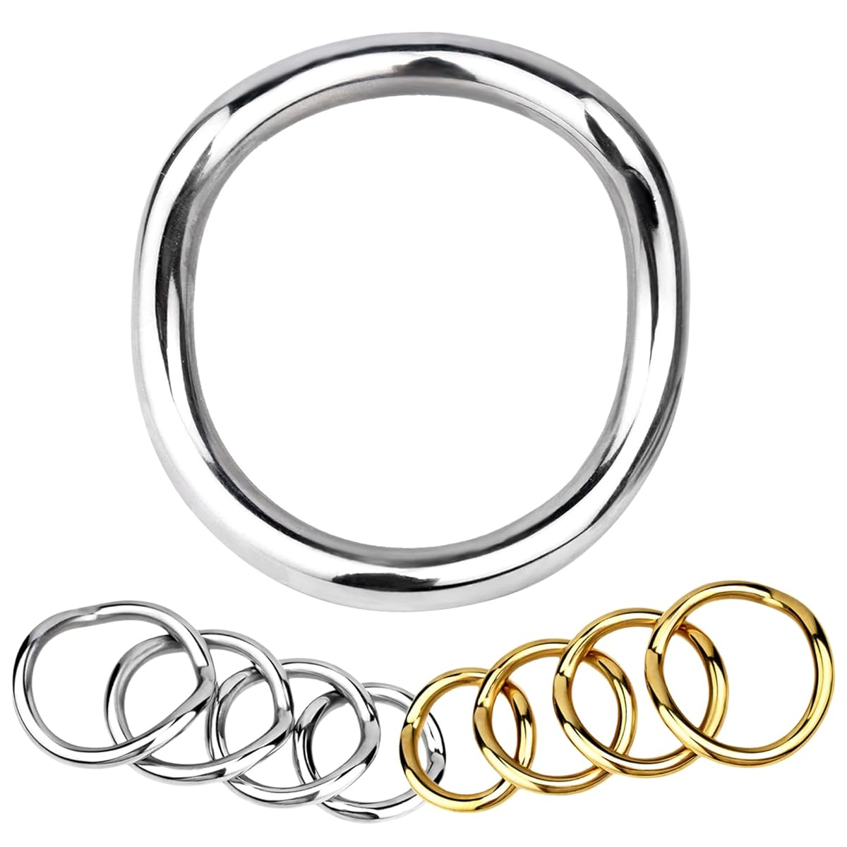 Yemaxコックリング ペニスリング 金属 φ50mm*1個cock ring 304ステンレス鋼流線型の美しい弧形リング設計ペニス リング アダルトグッズ 男性用 ペニスリングsex toys男性for menグランスリングペ二スリング防水温冷プレイ銀色