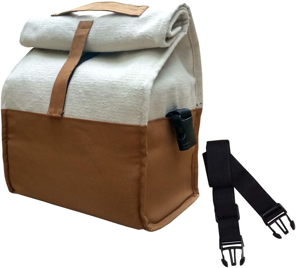 AVNI Allforasmile Bon Appetite Canvas Lunch Bag with Detachable Strap, XL, Camel