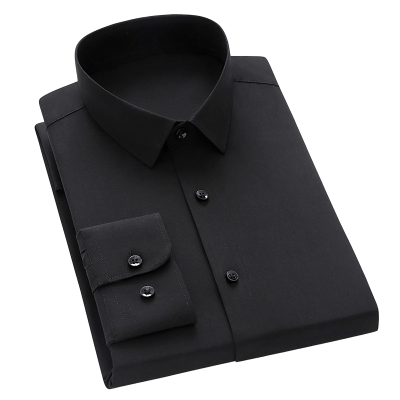 Mens Dress Shirts Long Sleeve Slim Fit Solid Wrinkle Soft Business Formal Work Button Down Shirt Top