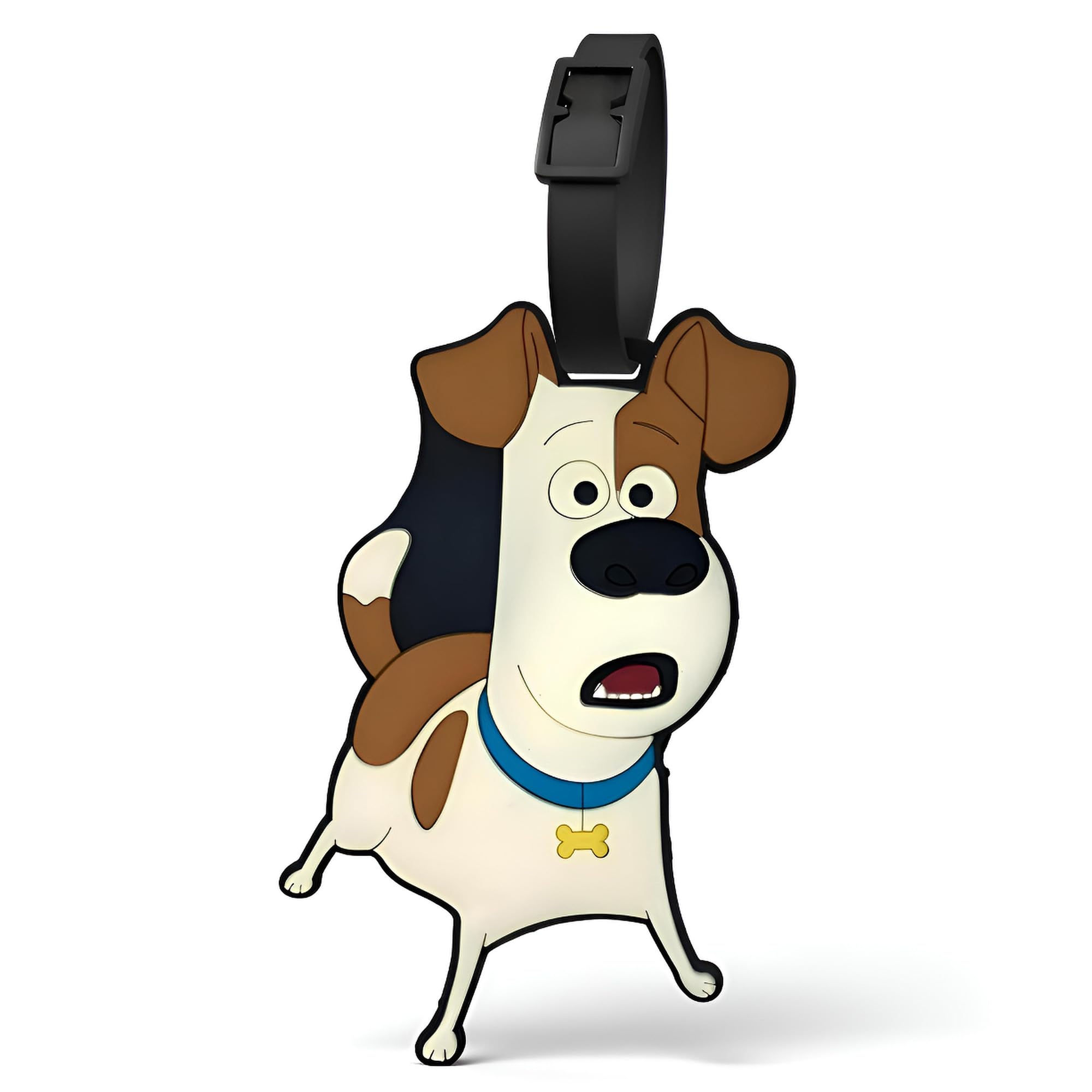 Cartoon Dog Luggage Tag for Suitcases Travel Bag Identifier Silicone ID Label with Adjustable Strap